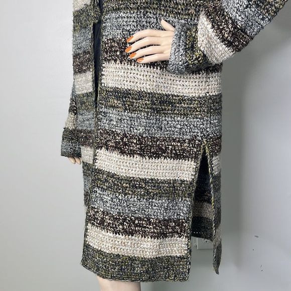 Stripe Knitted Double Tie Front Duster Cardigan - Picture 8 of 17